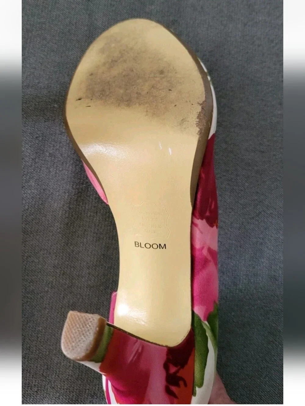 Y2k Michelangelo Bloom Satin Peep Toe Rose Bud Pumps Heels Leather Pink Sage 7.5